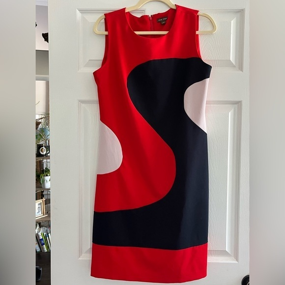 Voir Voir Red White & Blue Wavy Color Block Sheath Dress Size‎ 8 - Picture 1 of 8
